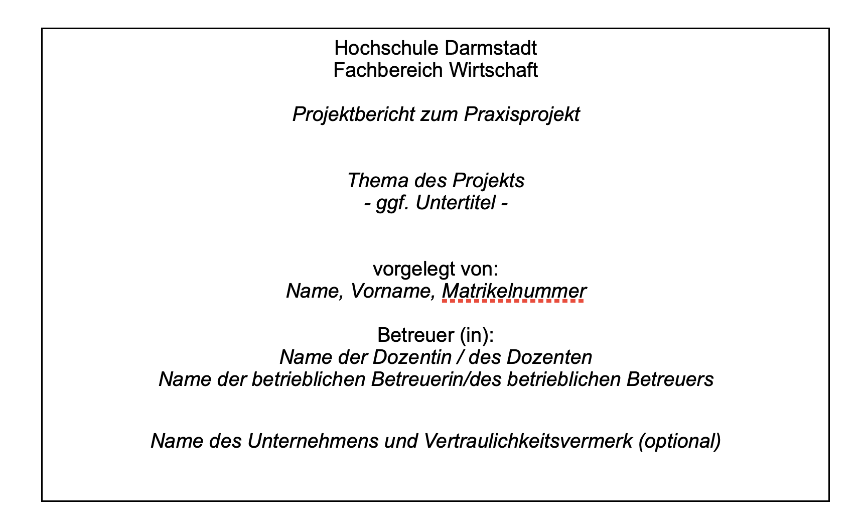 Titelblatt Projektberichte EWI B.Sc. - Dual