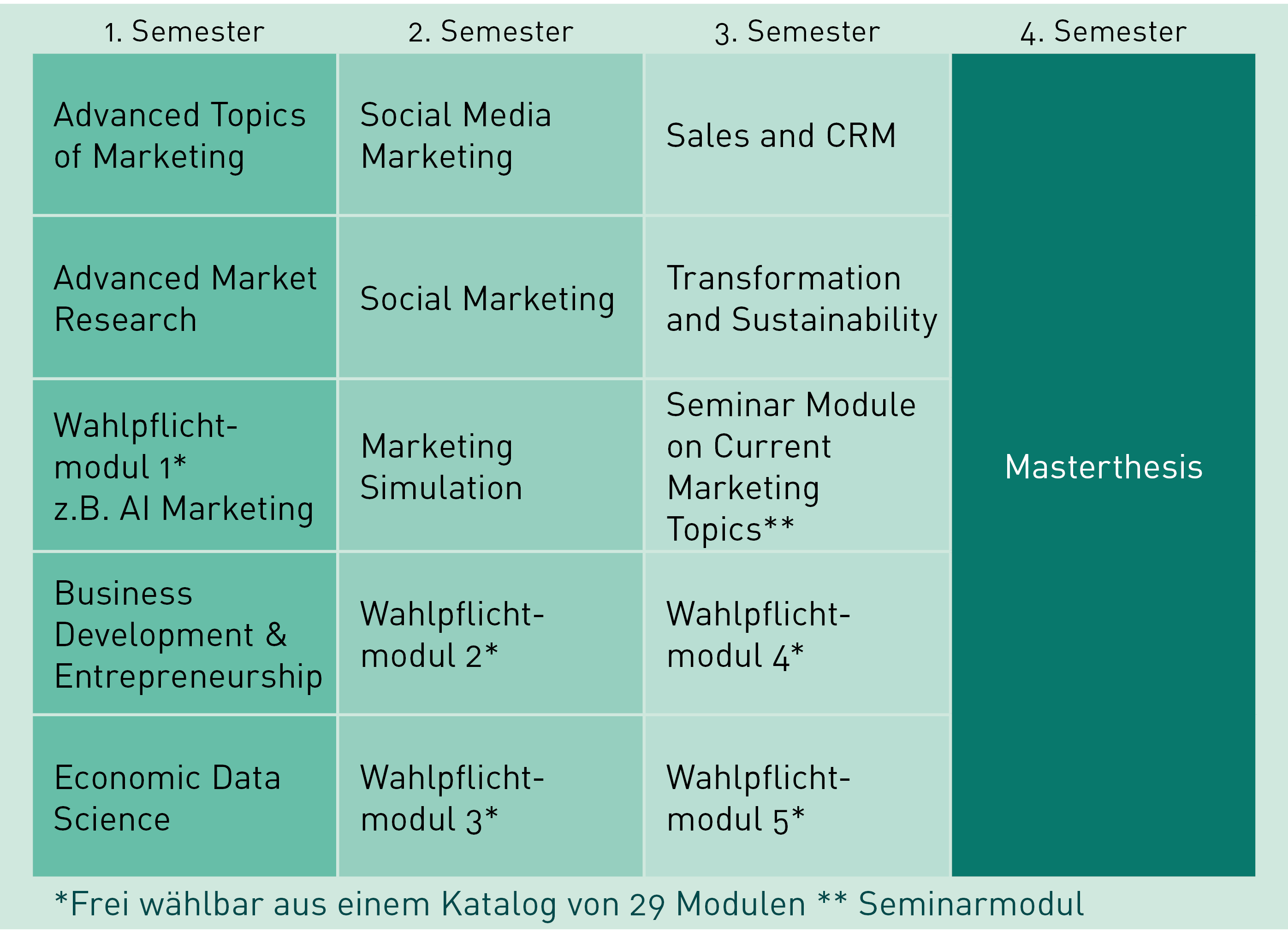 Studienplan Digital, Social and Sustainable Marketing Master