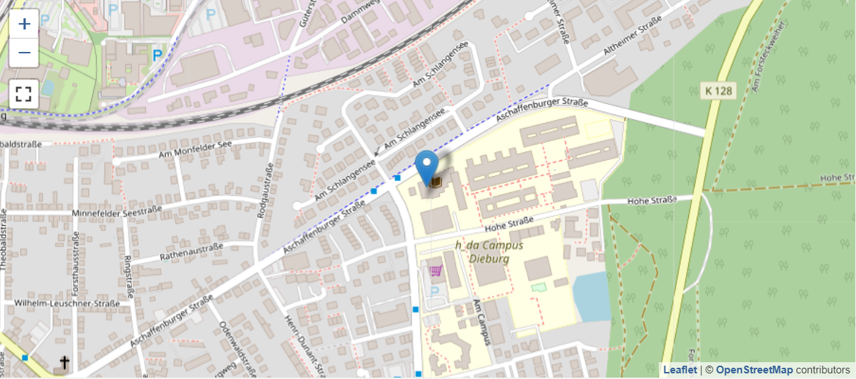 Lageplan Standort Dieburg der Hochschule Darmstadt