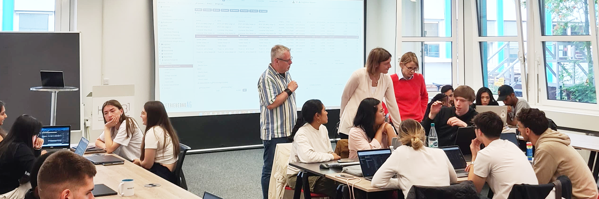 exchange students team working 